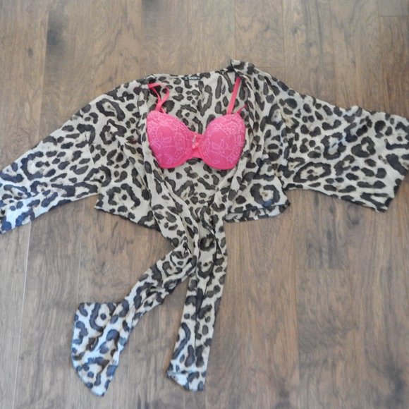 SHEIN Tops - Shein one size sheer leopard wrap crop top